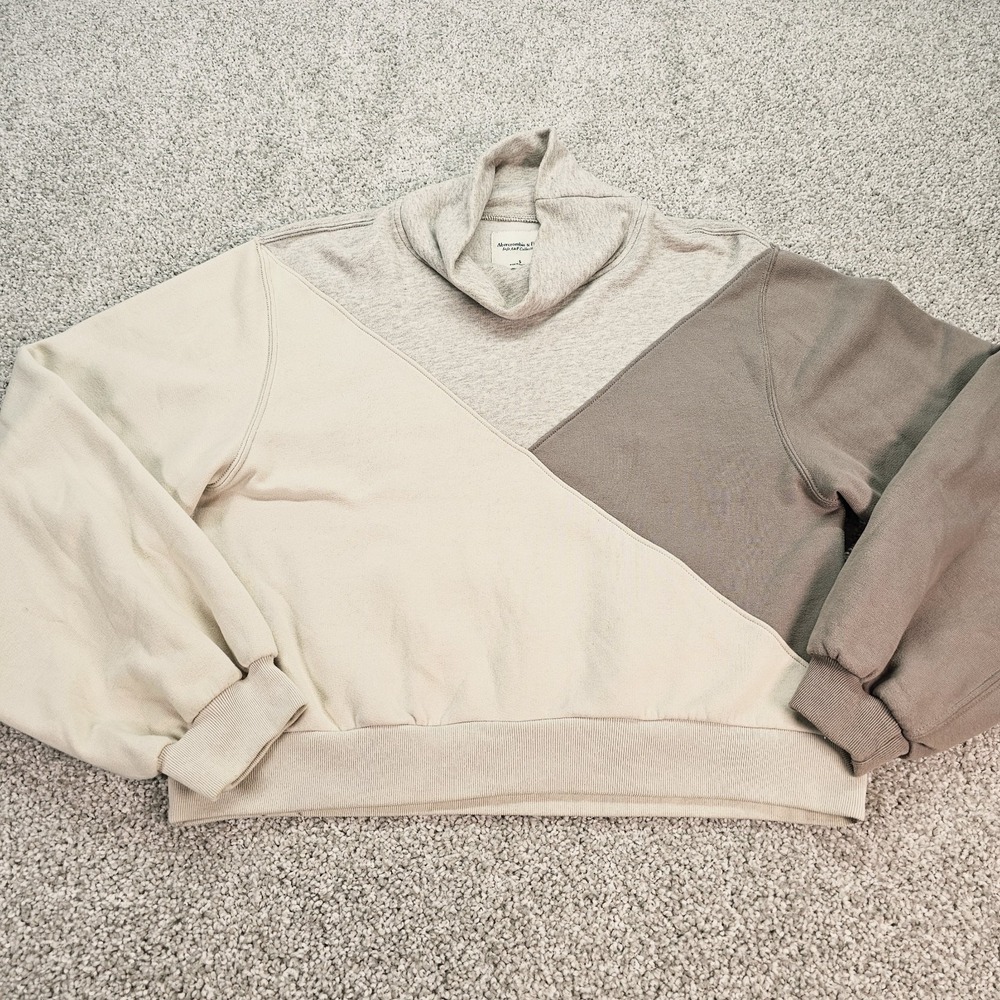 Abercrombie & Fitch Soft A&F Collection Womens Small Cropped Neutral Sweatshirt‎